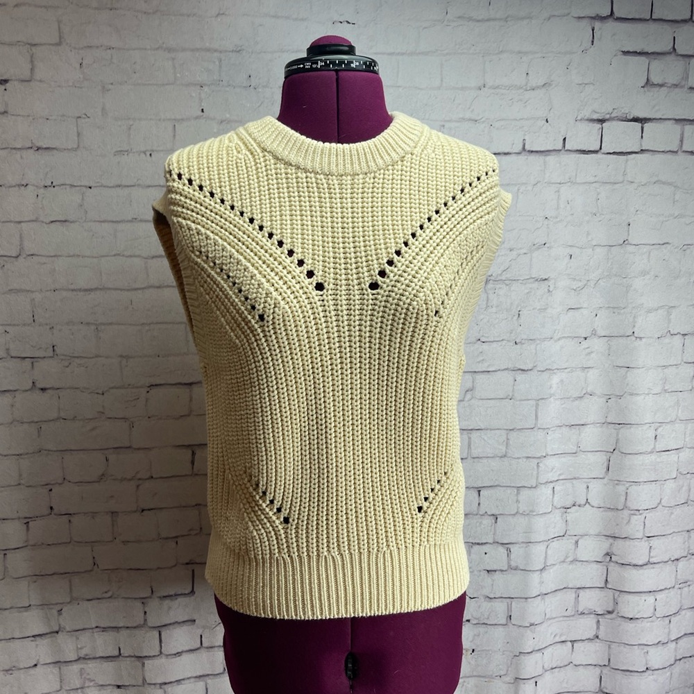 Madewell size XXS cream colored Mariella Pointelle Sweater Tee vest